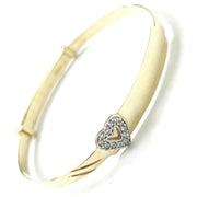 Load image into Gallery viewer, 9ct Gold Zirconia Heart Expandable Baby ID Bangle