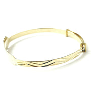 Load image into Gallery viewer, 9ct Gold Zirconia Heart Expandable Baby ID Bangle