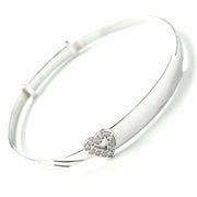 Load image into Gallery viewer, 9ct White Gold Zirconia Heart Expandable Baby ID Bangle