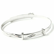 Load image into Gallery viewer, 9ct White Gold Zirconia Heart Expandable Baby ID Bangle