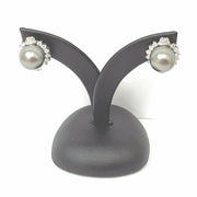 Load image into Gallery viewer, 18ct White Gold Black Pearl & Diamond Studs