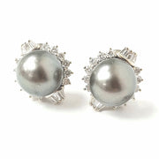 Load image into Gallery viewer, 18ct White Gold Black Pearl & Diamond Studs