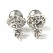 Load image into Gallery viewer, 18ct White Gold Black Pearl & Diamond Studs