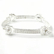 Load image into Gallery viewer, Silver Zirconia Plain & Patterned Spanner Bangle