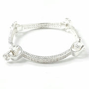Load image into Gallery viewer, Silver Zirconia Plain & Patterned Spanner Bangle