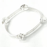Load image into Gallery viewer, Silver Zirconia Plain & Patterned Spanner Bangle