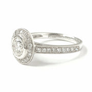 Load image into Gallery viewer, Platinum 1.09ct Diamond Halo Solitaire Ring