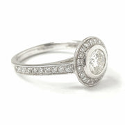 Load image into Gallery viewer, Platinum 1.09ct Diamond Halo Solitaire Ring