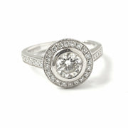 Load image into Gallery viewer, Platinum 1.09ct Diamond Halo Solitaire Ring