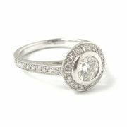 Load image into Gallery viewer, Platinum 1.09ct Diamond Halo Solitaire Ring