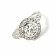 Load image into Gallery viewer, Platinum 1.09ct Diamond Halo Solitaire Ring