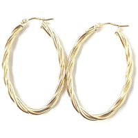 9ct Gold Twisted Oval Hoop Earrings 9ct Gold Twisted Oval Hoop Earrings