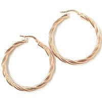 9ct Rose Gold Twisted Hoop Earrings 9ct Rose Gold Twisted Hoop Earrings