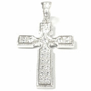 Load image into Gallery viewer, Silver Zirconia Flat Cross Pendant