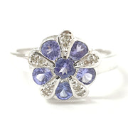 Load image into Gallery viewer, 9ct White Gold Tanzanite & Diamond Flower Ring