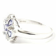 Load image into Gallery viewer, 9ct White Gold Tanzanite & Diamond Flower Ring