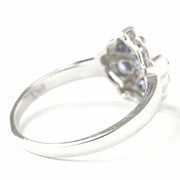Load image into Gallery viewer, 9ct White Gold Tanzanite & Diamond Flower Ring
