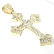 Load image into Gallery viewer, 9ct Gold White Zirconia Cross Pendant