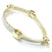 Load image into Gallery viewer, 9ct Gold Zirconia Spanner Bone Bangle