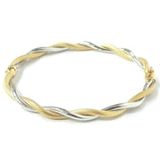 Load image into Gallery viewer, 9ct White & Yellow Gold Twisted Bangle