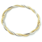 Load image into Gallery viewer, 9ct White & Yellow Gold Twisted Bangle