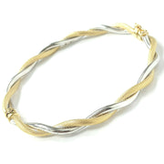 Load image into Gallery viewer, 9ct White & Yellow Gold Twisted Bangle