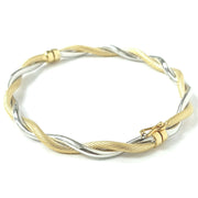 Load image into Gallery viewer, 9ct White & Yellow Gold Twisted Bangle