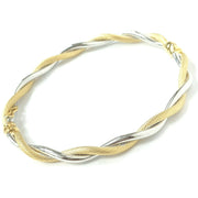 Load image into Gallery viewer, 9ct White & Yellow Gold Twisted Bangle