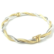 Load image into Gallery viewer, 9ct White & Yellow Gold Twisted Bangle