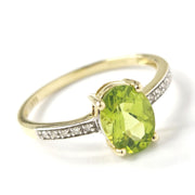 Load image into Gallery viewer, 9ct Yellow Gold Diamond &amp; Green Stone Ring
