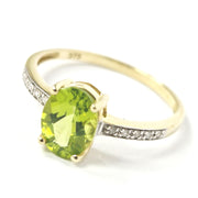 Load image into Gallery viewer, 9ct Yellow Gold Diamond &amp; Green Stone Ring
