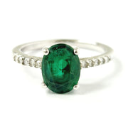 Load image into Gallery viewer, 9ct White Gold Emerald And Diamond Ring
