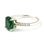 Load image into Gallery viewer, 9ct White Gold Emerald And Diamond Ring
