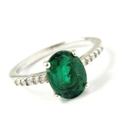 Load image into Gallery viewer, 9ct White Gold Emerald And Diamond Ring
