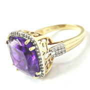 Load image into Gallery viewer, 18ct Yellow Gold Diamond &amp; Amethyst Ring
