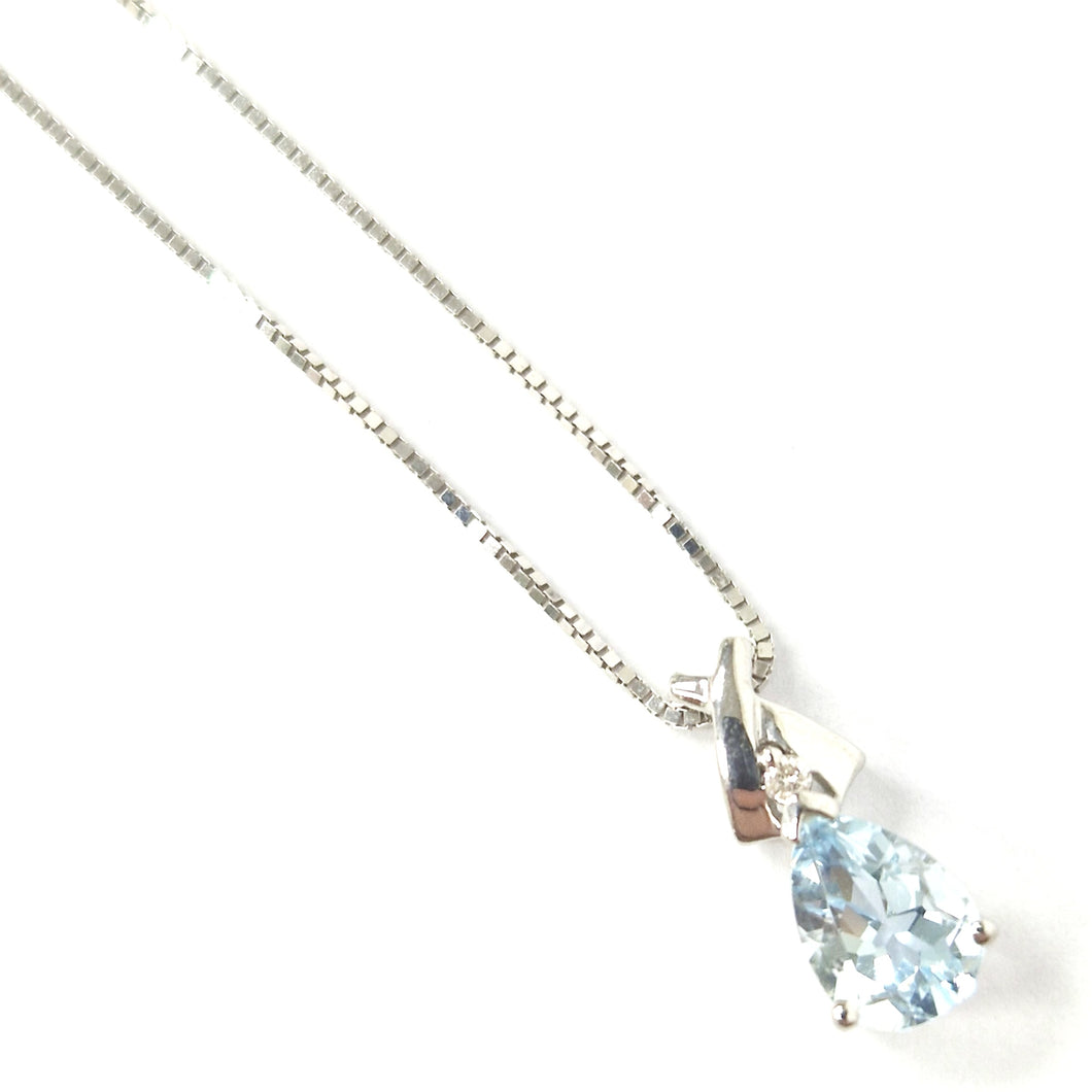 9ct White Gold Diamond & Topaz Necklace