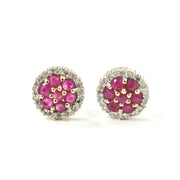Load image into Gallery viewer, 9ct Yellow Gold Ruby &amp; Diamond Studs
