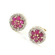 Load image into Gallery viewer, 9ct Yellow Gold Ruby &amp; Diamond Studs
