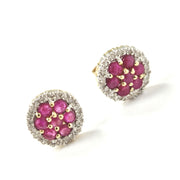 Load image into Gallery viewer, 9ct Yellow Gold Ruby &amp; Diamond Studs
