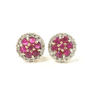 Load image into Gallery viewer, 9ct Yellow Gold Ruby &amp; Diamond Studs
