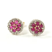 Load image into Gallery viewer, 9ct Yellow Gold Ruby &amp; Diamond Studs
