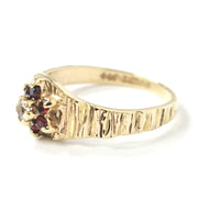Load image into Gallery viewer, 9ct Yellow Gold Garnet &amp; Diamond Ring
