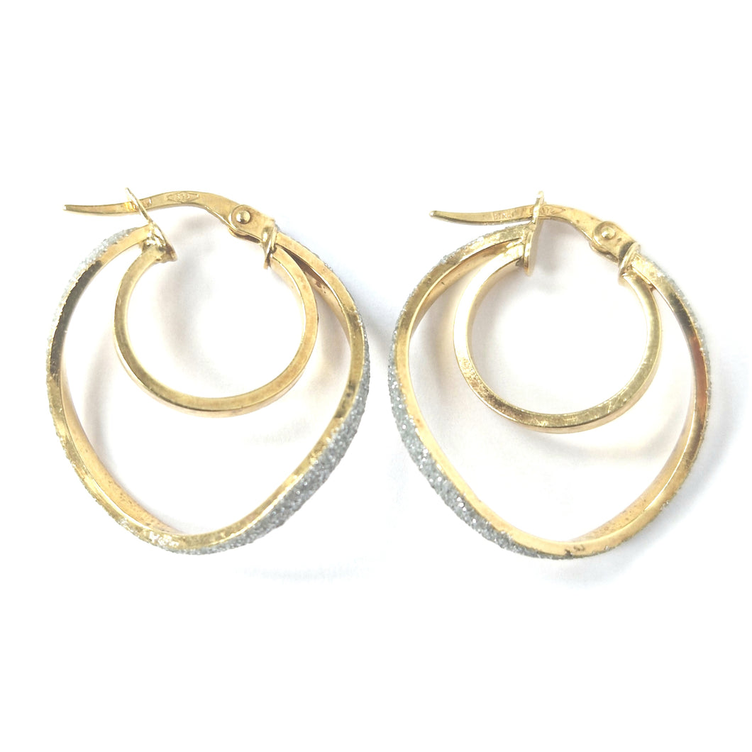 9ct Gold Glitter Hoop Earrings