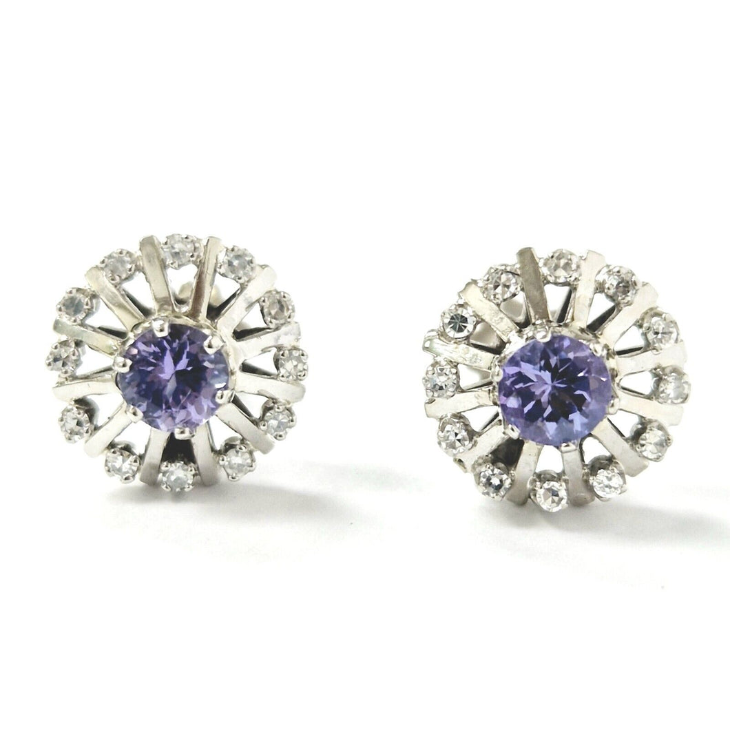 18ct White Gold Diamond & Tanzanite Studs