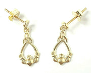 Load image into Gallery viewer, 9ct Gold Claddagh Drop Earrings
