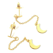 Load image into Gallery viewer, Gold Plated Silver Dangle Moon Earrings
