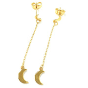 Load image into Gallery viewer, Gold Plated Silver Dangle Moon Earrings
