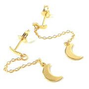 Load image into Gallery viewer, Gold Plated Silver Dangle Moon Earrings
