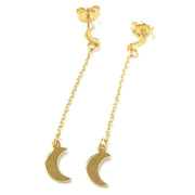 Load image into Gallery viewer, Gold Plated Silver Dangle Moon Earrings

