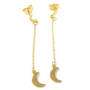 Load image into Gallery viewer, Gold Plated Silver Dangle Moon Earrings
